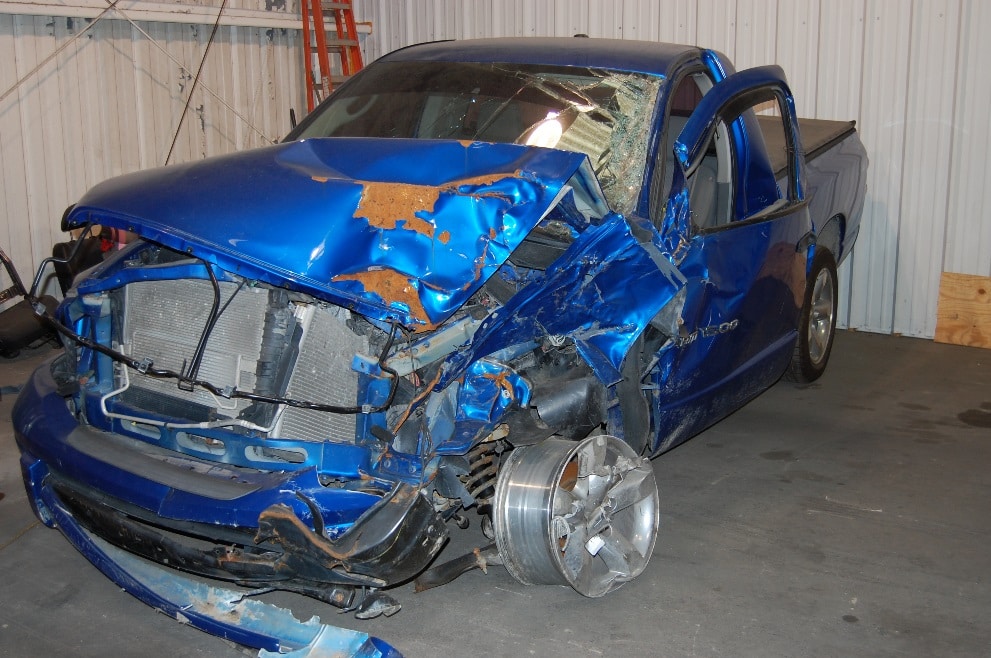 Pickup From Head On Collision In The Tracy Law Firm Crash Lab